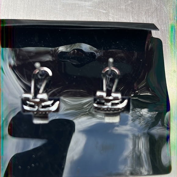 Designer Inspired French clip back Signature Collection green stone earrings. - Picture 6 of 6